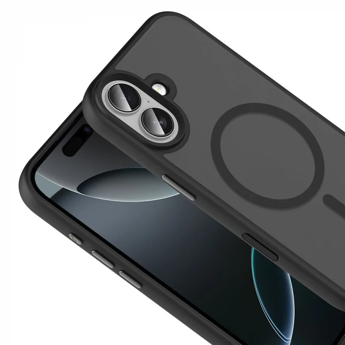 iPhone 17 Kılıf Mat Arka Yüzey Wireless Şarj Özellikli Flet M-safe Kapak