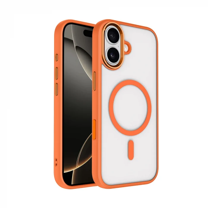 iPhone 17 Kılıf Wireless Şarj Özellikli Krom M-safe Silikon Kapak