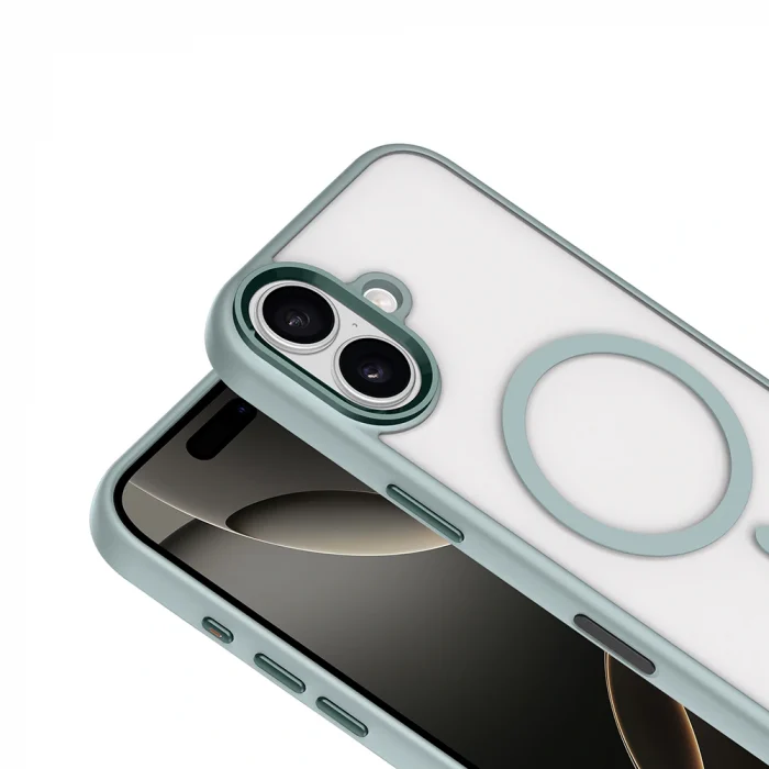 iPhone 17 Kılıf Wireless Şarj Özellikli Krom M-safe Silikon Kapak