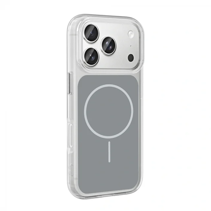 iPhone 17 Pro Kılıf M-Safe Şarj Özellikli Metal Buton Tasarımlı İkonik Sert Silikon Kapak