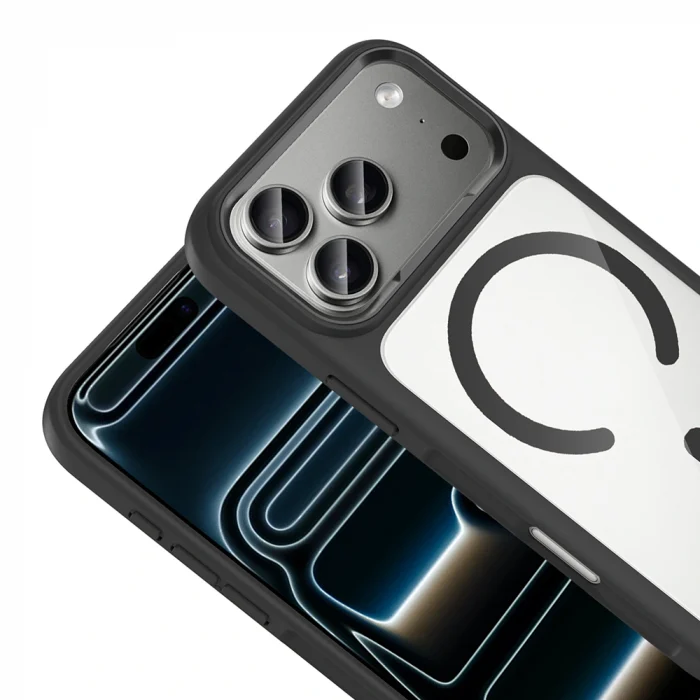 iPhone 17 Pro Kılıf M-Safe Şarj Özellikli Metal Kamera Çerçeveli Tiko Kapak