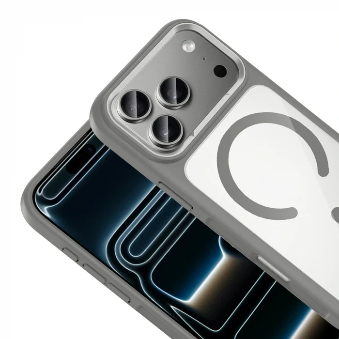 iPhone 17 Pro Kılıf M-Safe Şarj Özellikli Metal Kamera Çerçeveli Tiko Kapak