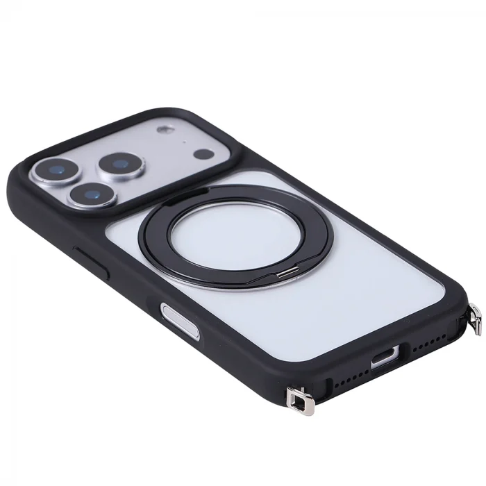 iPhone 17 Pro Kılıf M-Safe Şarj Özellikli Standlı Piza Silikon Kapak