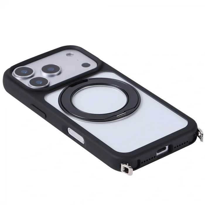 iPhone 17 Pro Kılıf M-Safe Şarj Özellikli Standlı Piza Silikon Kapak