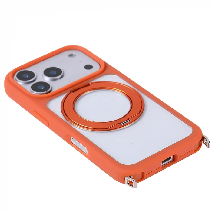 iPhone 17 Pro Kılıf M-Safe Şarj Özellikli Standlı Piza Silikon Kapak