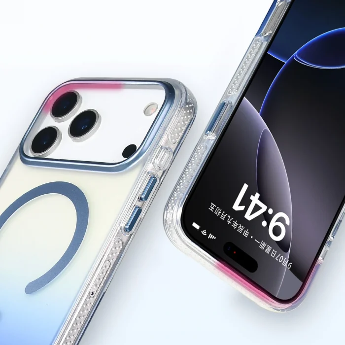 iPhone 17 Pro Kılıf M-safe Şarj Özellikli Transparan Renk Geçişli Toros Kapak