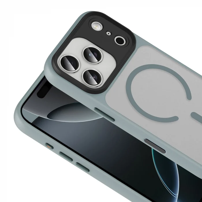 iPhone 17 Pro Kılıf Mat Arka Yüzey Wireless Şarj Özellikli Flet M-safe Kapak