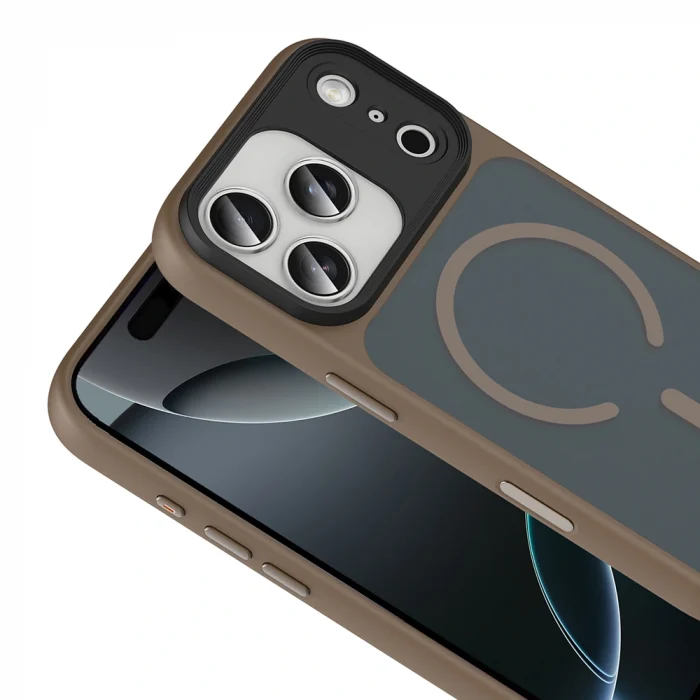 iPhone 17 Pro Uyumlu Kılıf Mat Arka Yüzey Wireless Şarj Özellikli Flet M-safe Kapak