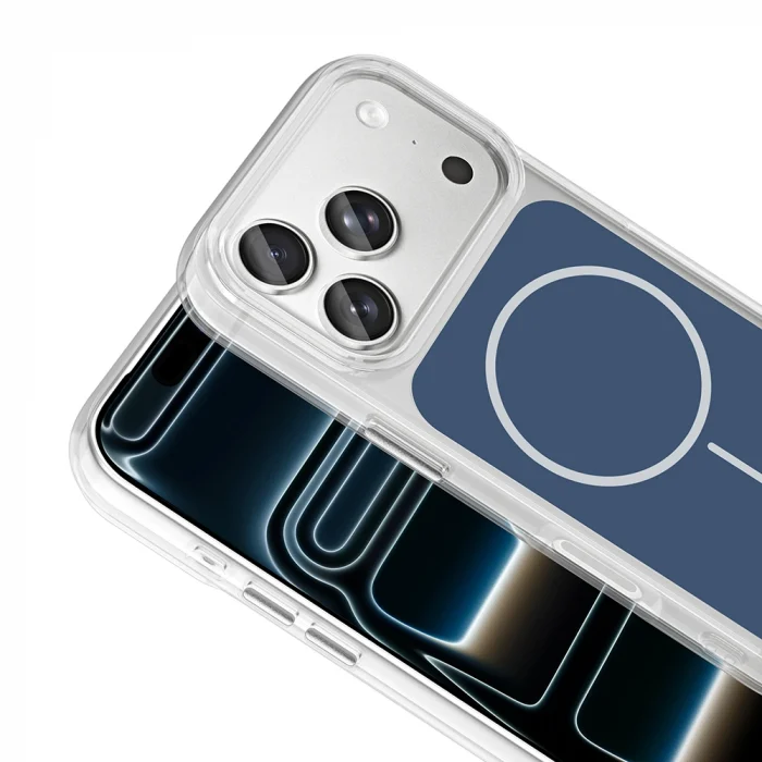 iPhone 17 Pro Kılıf Metal Buton Tasarımlı İkonik Sert Silikon Kapak