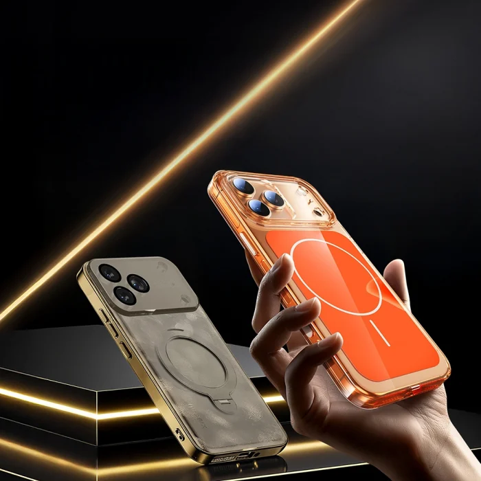 iPhone 17 Pro Kılıf M-safe Şarj Özellikli Şeffaf Kamera Kontrol Butonlu Lugano Kapak