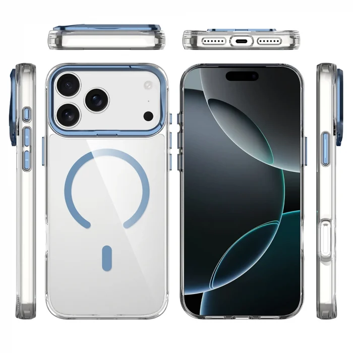 Apple iPhone 17 Pro Max Kılıf M-safe Şarj Özellikli Airbagli Kamera Standlı Zore Azor Kapak