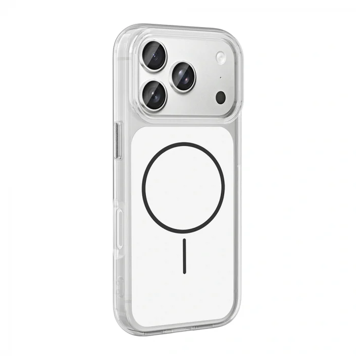 iPhone 17 Pro Max Kılıf M-Safe Şarj Özellikli Metal Buton Tasarımlı İkonik Sert Silikon Kapak