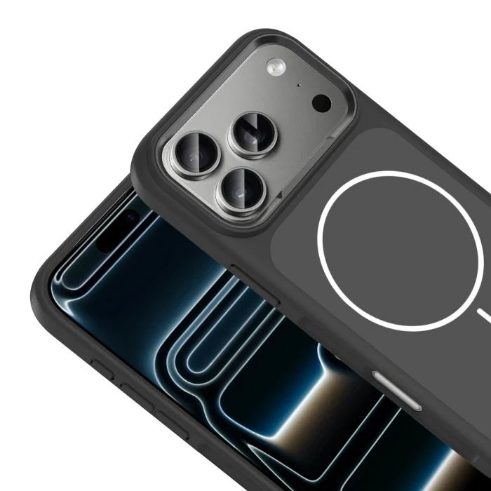 iPhone 17 Pro Max Kılıf M-Safe Şarj Özellikli Metal Kamera Çerçeveli Sanremo Silikon Kapak