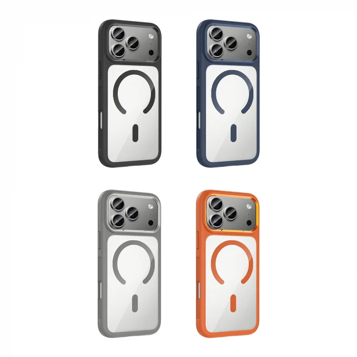 iPhone 17 Pro Max Kılıf M-Safe Şarj Özellikli Metal Kamera Çerçeveli Tiko Kapak