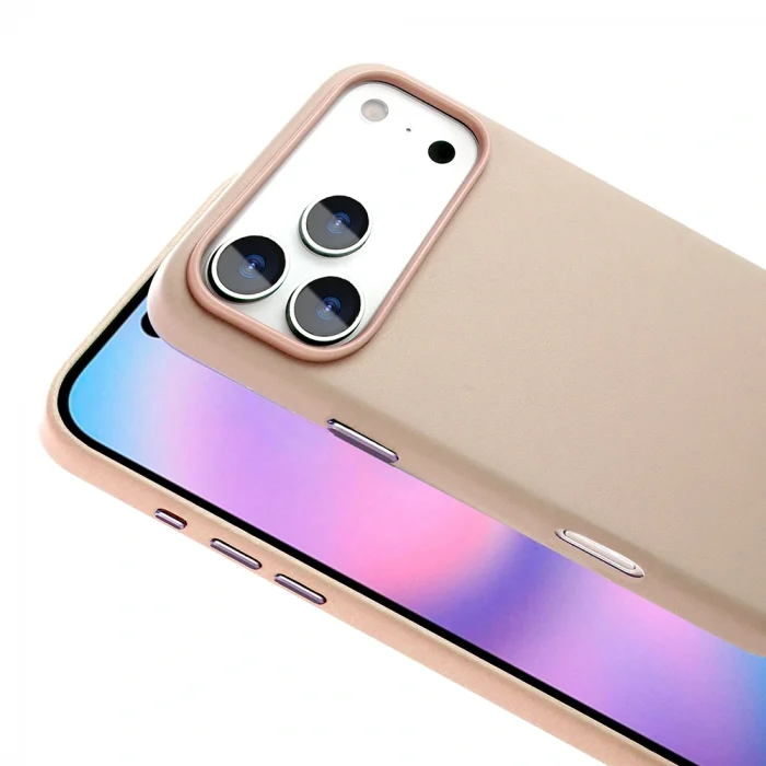 iPhone 17 Pro Max Kılıf M-safe Şarj Özellikli PU Deri Görünümlü Kupra Kapak