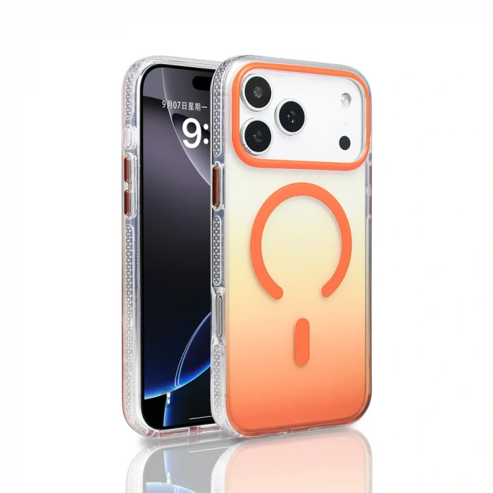 iPhone 17 Pro Max Kılıf M-safe Şarj Özellikli Transparan Renk Geçişli Toros Kapak