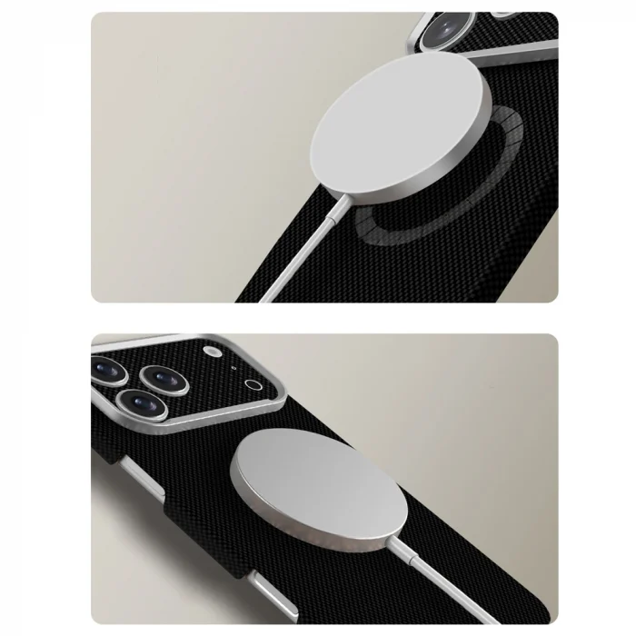 iPhone 17 Pro Max Uyumlu Kılıf M-Safe Şarj Özellikli Paris Zerre Sert PC Kapak