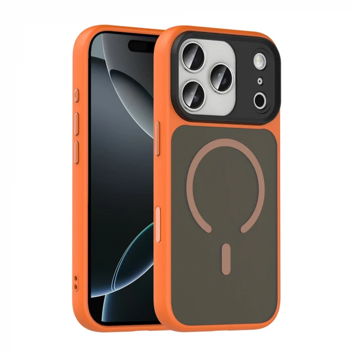 iPhone 17 Pro Max Kılıf Mat Arka Yüzey Wireless Şarj Özellikli Flet M-safe Kapak