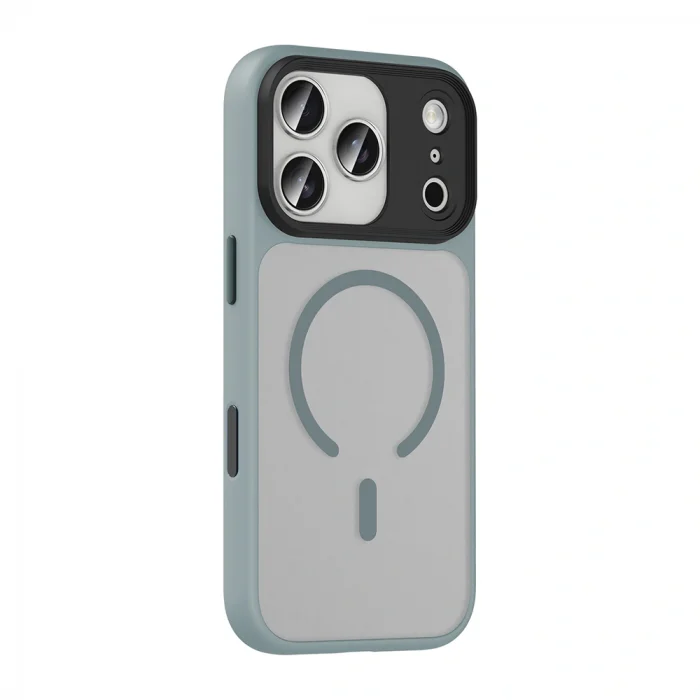 iPhone 17 Pro Max Uyumlu Kılıf Mat Arka Yüzey Wireless Şarj Özellikli Flet M-safe Kapak