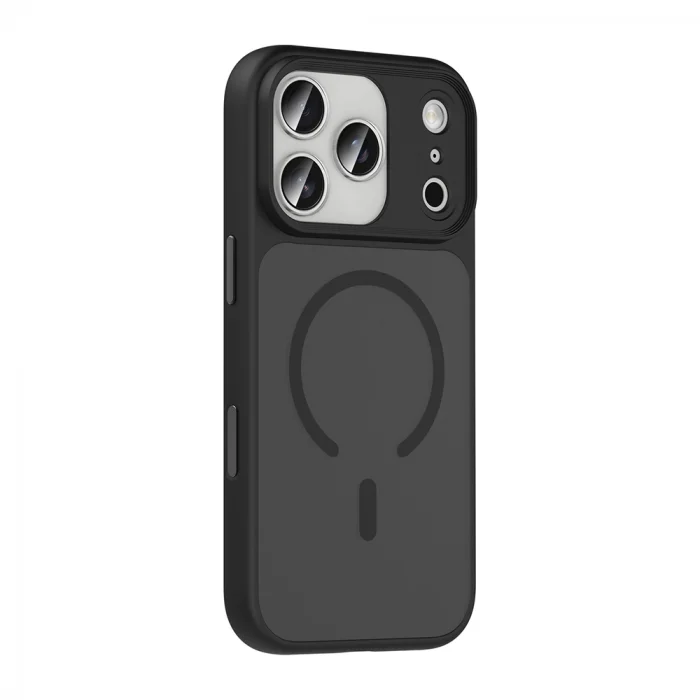 iPhone 17 Pro Max Uyumlu Kılıf Mat Arka Yüzey Wireless Şarj Özellikli Flet M-safe Kapak