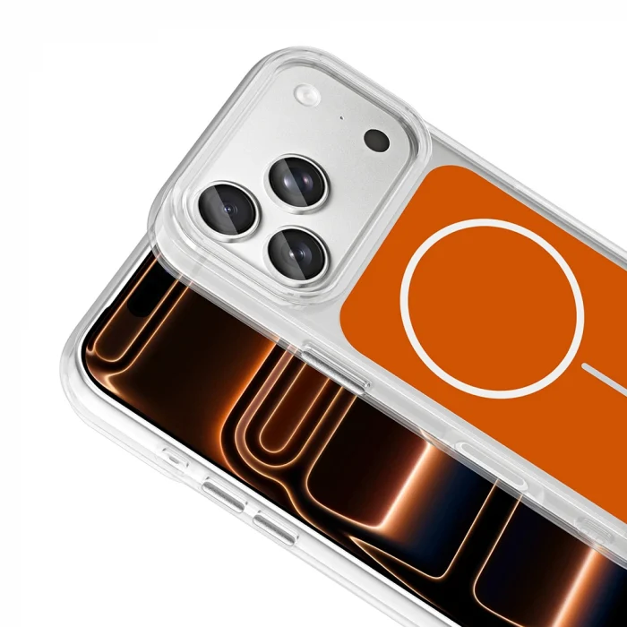 iPhone 17 Pro Max Kılıf Metal Buton Tasarımlı İkonik Sert Silikon Kapak