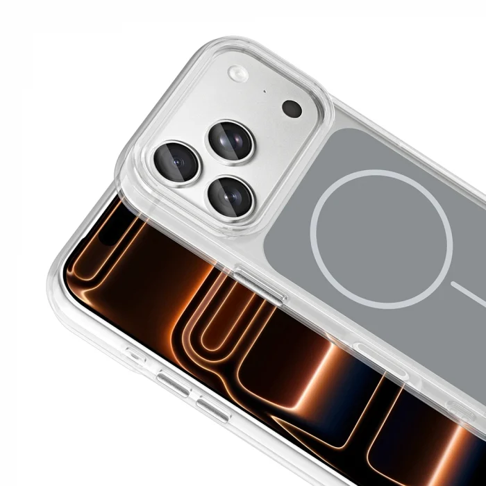 iPhone 17 Pro Max Kılıf Metal Buton Tasarımlı İkonik Sert Silikon Kapak