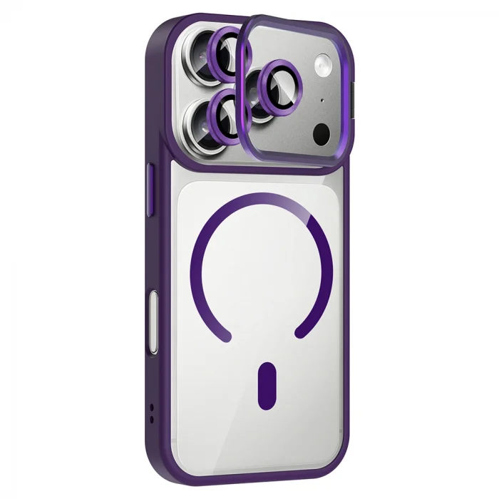 Apple iPhone 17 Pro Max Kılıf Standlı ve Kamera Lens Hediyeli M-Safe Şarj Özellikli Zore Etro Kapak