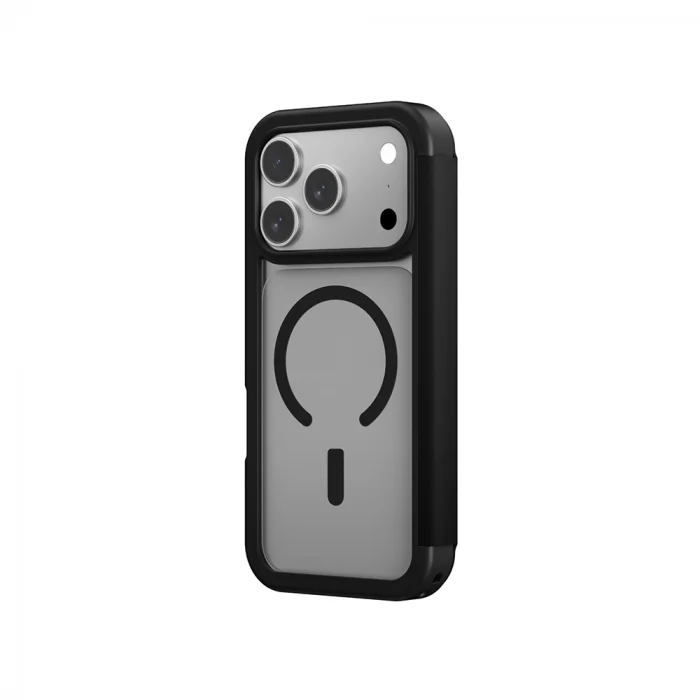 iPhone 17 Pro Max PU Kartlıklı Kapaklı Amazingthing Glamour Foilo Serisi Kılıf