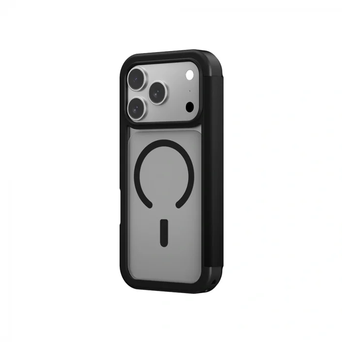 Apple iPhone 17 Pro Max PU Kartlıklı Kapaklı Amazingthing Glamour Foilo Serisi Kılıf