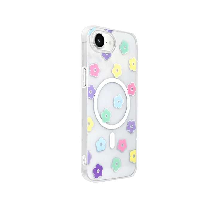 iPhone 17E Kılıf M-Safe Şarj Özellikli Şeffaf Folk Sert Kapak