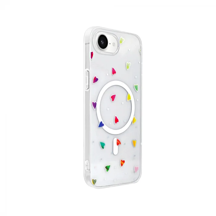 iPhone 17E Kılıf M-Safe Şarj Özellikli Şeffaf Folk Sert Kapak