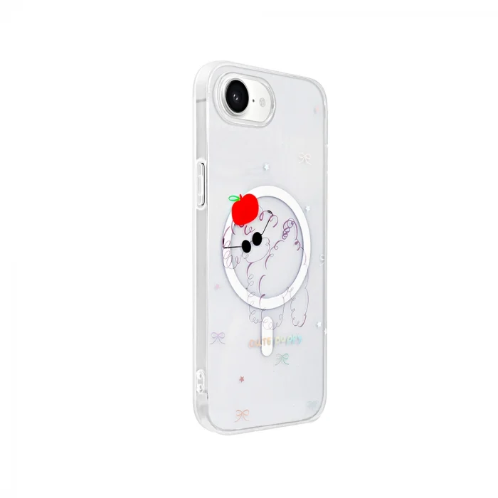 iPhone 17E Kılıf M-Safe Şarj Özellikli Şeffaf Folk Sert Kapak