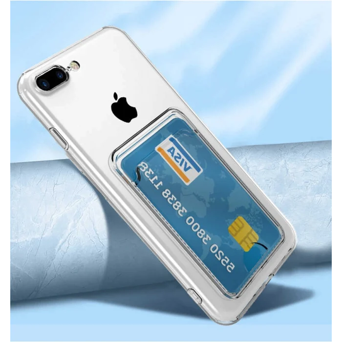iPhone 7 Kılıf Kartlıklı Şeffaf Setra Clear Silikon Kapak