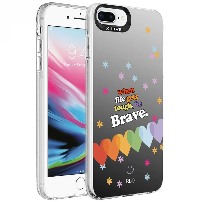 iPhone 7 Plus Kılıf Desenli Silver Sert Kapak
