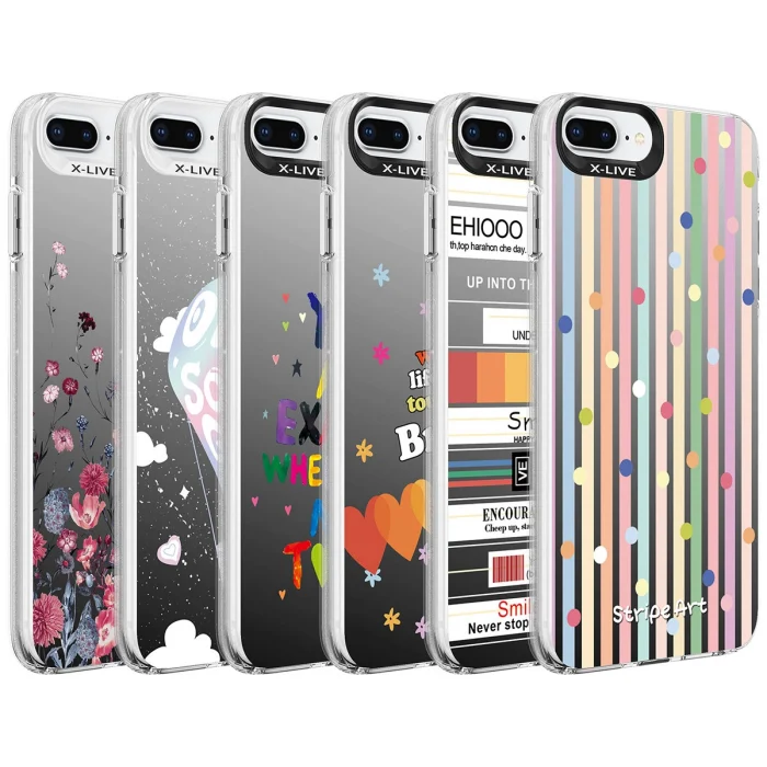 iPhone 7 Plus Kılıf Desenli Silver Sert Kapak