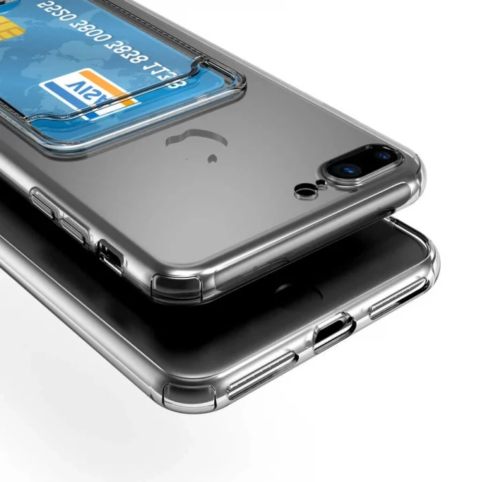 iPhone 8 Kılıf Kartlıklı Şeffaf Setra Clear Silikon Kapak