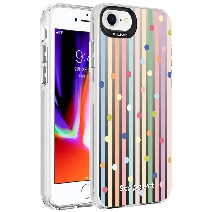 iPhone SE 2020 Kılıf Desenli Silver Sert Kapak