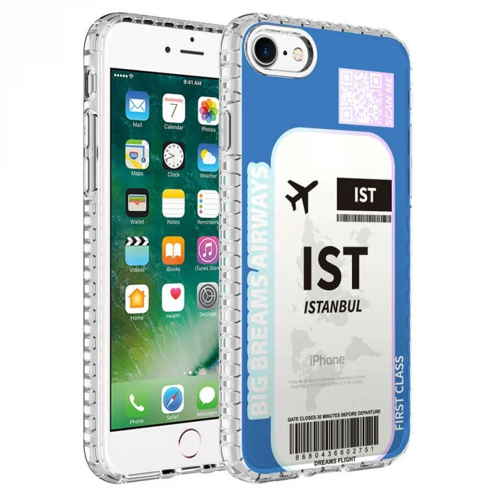 iPhone SE 2022 Kılıf Airbag Kenarlı Renkli Desenli Silikon Elegans Kapak