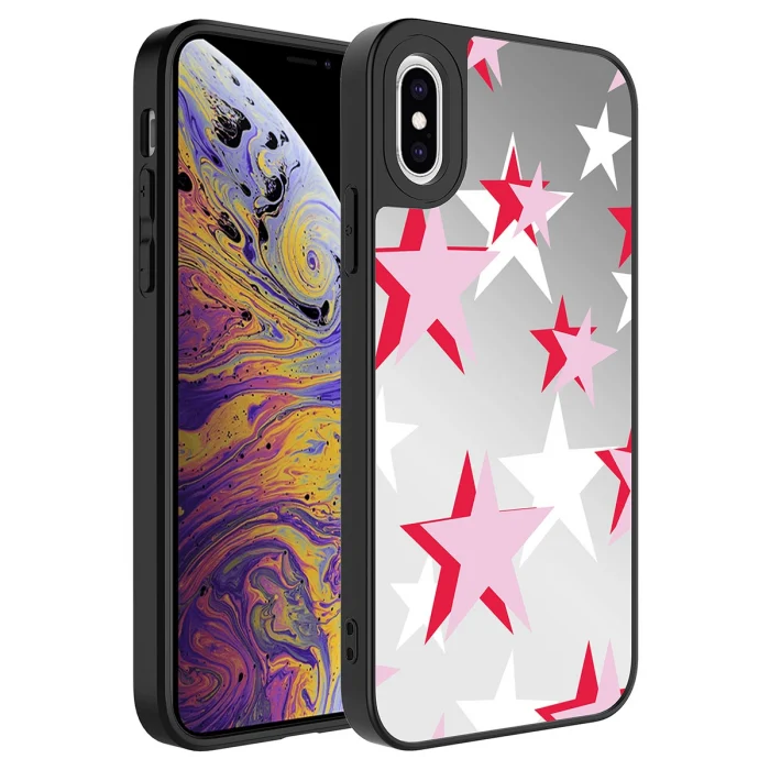 iPhone X Kılıf Aynalı Desenli Kamera Korumalı Parlak Mirror Kapak