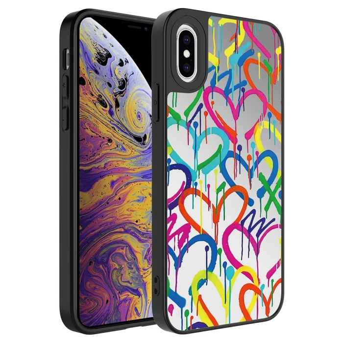 iPhone XS 5.8 Kılıf Aynalı Desenli Kamera Korumalı Parlak Mirror Kapak