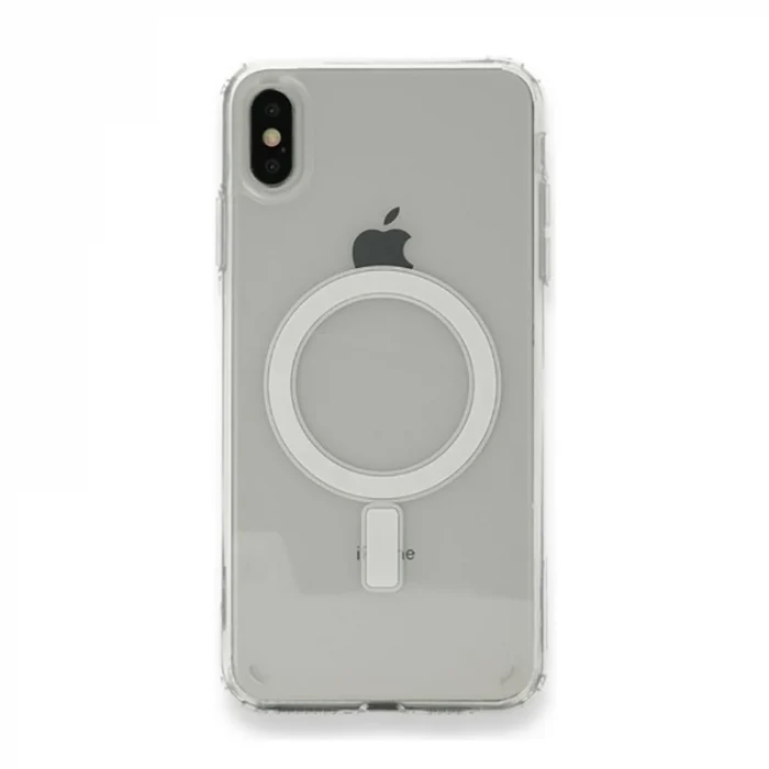 iPhone XS Max 6.5 Kılıf M-safe Şarj Özellikli Şeffaf Sert PC  Embos Kapak