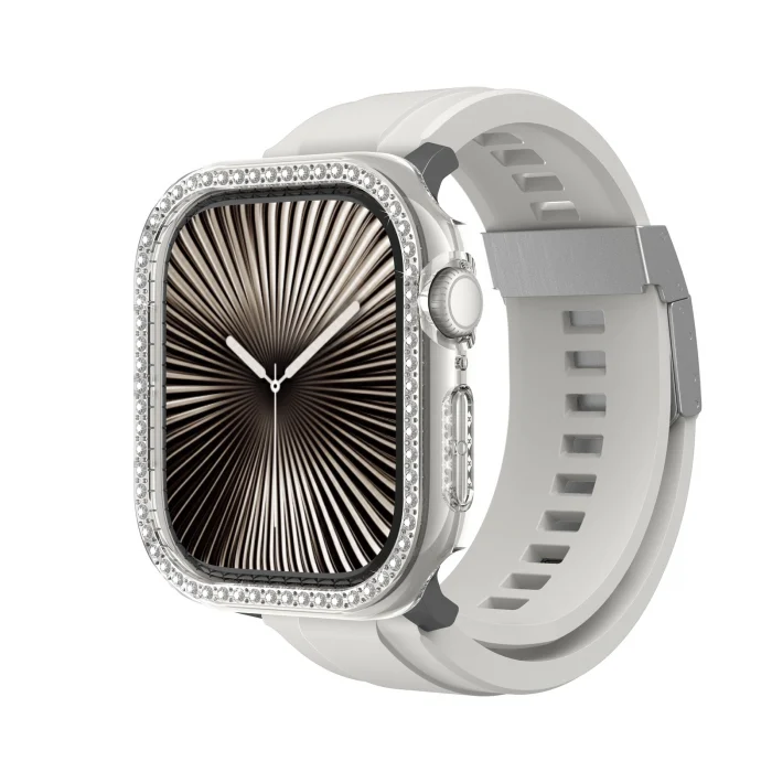 Watch 10 42mm Amazingthing Gleam Fit FullGuard Taşlı Sert PC Kasa ve Ekran Koruyucu