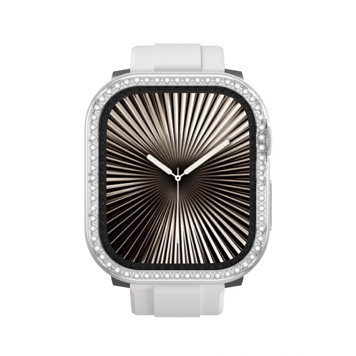 Apple Watch 10 42mm Amazingthing Gleam Fit FullGuard Taşlı Sert PC Kasa ve Ekran Koruyucu