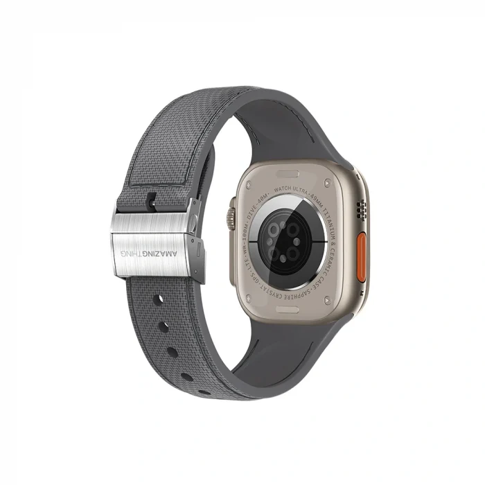 Apple Watch 10 42mm Amazingthing Titan Swift Deri Dokulu Silikon Kordon