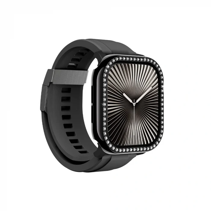 Apple Watch 10 46mm Amazingthing Gleam Fit FullGuard Taşlı Sert PC Kasa ve Ekran Koruyucu