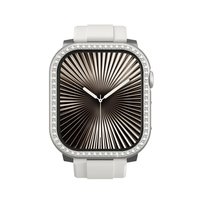 Apple Watch 10 46mm Amazingthing Gleam Fit FullGuard Taşlı Sert PC Kasa ve Ekran Koruyucu