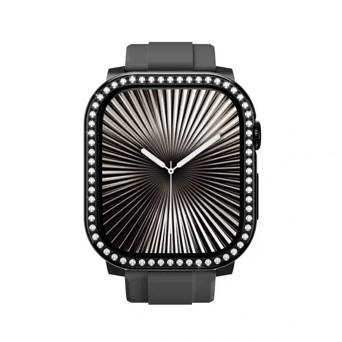 Apple Watch 10 46mm Amazingthing Gleam Fit FullGuard Taşlı Sert PC Kasa ve Ekran Koruyucu