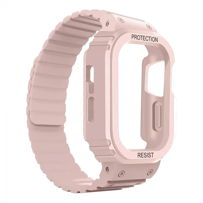 Watch 7 41mm Uyumlu-142 Airbag Tasarımlı Kasa Koruyuculu Silikon Kordon