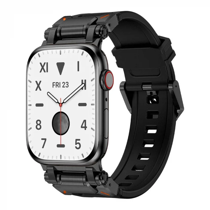 Watch 7 45mm KRD-101 Titanyum Metal Başlıklı Silikon Kordon