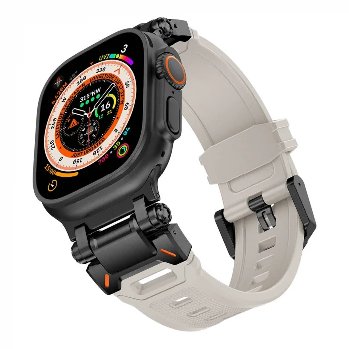 Watch Ultra 49mm KRD-101 Titanyum Metal Başlıklı Silikon Kordon